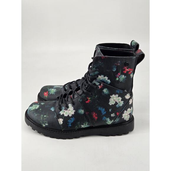 Whimsygoth Combat Volcom Go Figure Floral Lace Up Faux Leather Boots Shoes Sz 7 - Picture 9 of 14